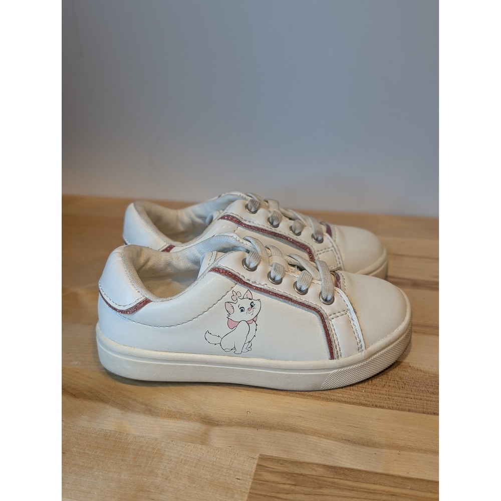 Disney Aristocats Marie Sneakers Girls White Pink Glitter‎ Shoes size 8 toddler